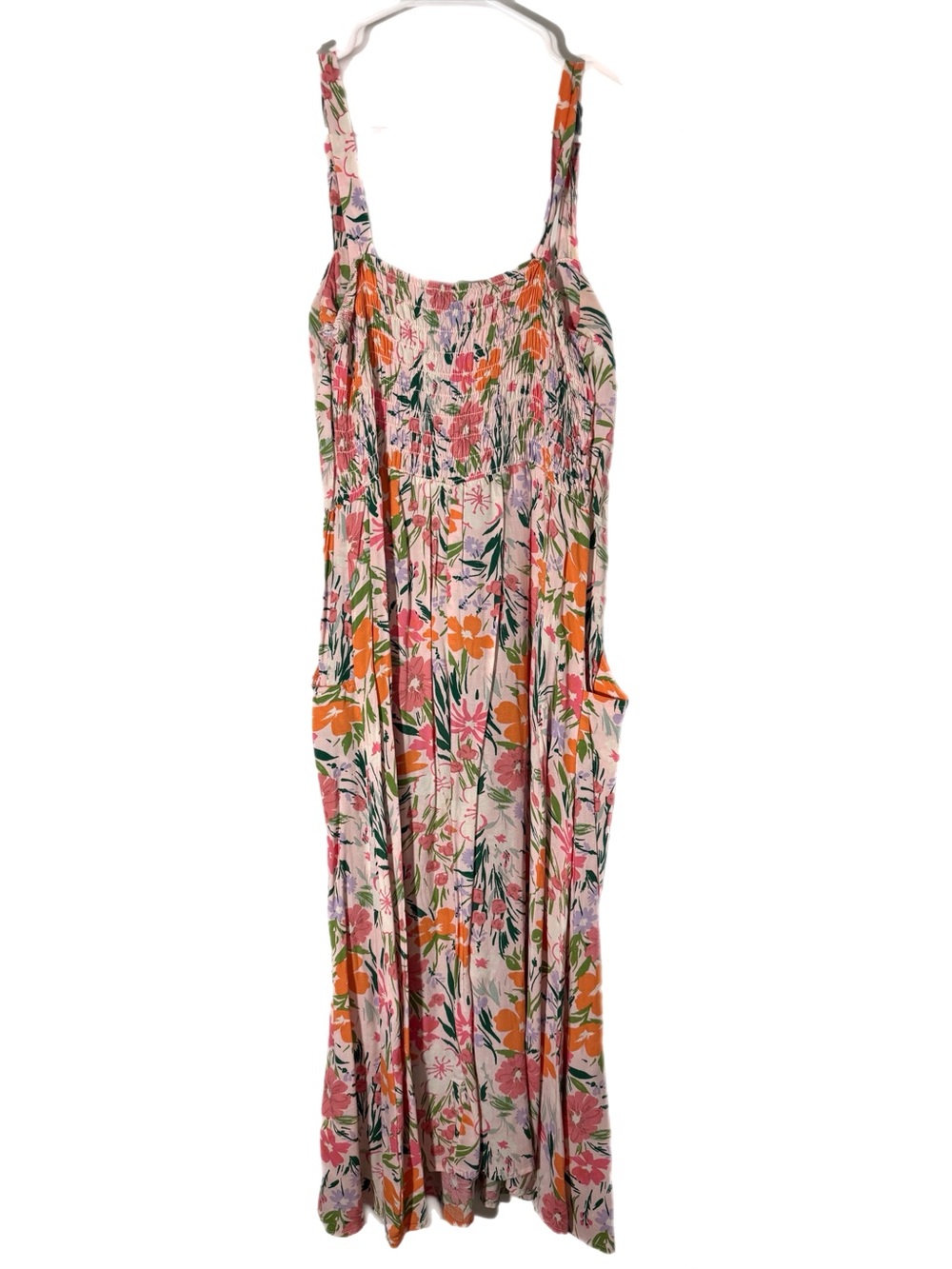 AUW Pink and Orange Floral Midi Dress - Picture 2 of 5
